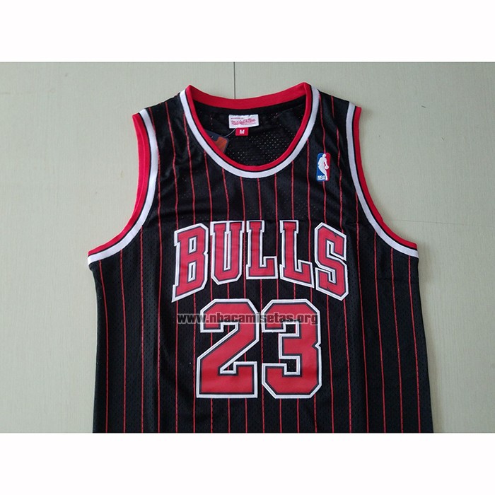Camiseta Chicago Bulls Michael Jordan NO 23 Hardwood Classics Throwback 1997-98 Negro